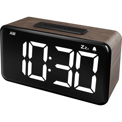 Digital Alarm Clock for Bedroom: 5.9 inch Large LED Display, 9 Minute Snooze Function, 2 Volume Levels, 5 Brightness Levels, 12/24 Hours, Adapter Operation (1/5)