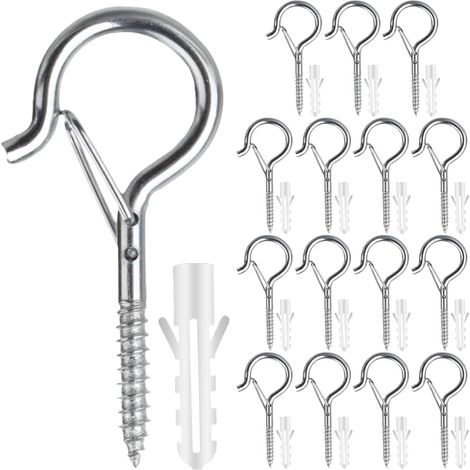 20 Pièces Piton À Visser Inox M4, Crochet Plafond Lourd Avec Sécurité, Pour Paniers Plantes, Mangeoires, Lanternes (1/5)