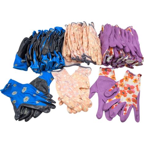GUANTES DE JARDINERÍA PARA MUJER TALLA 8 JUEGO DE 12 PARES ANTIDESLIZANTES CON ESTAMPADO FLORAL