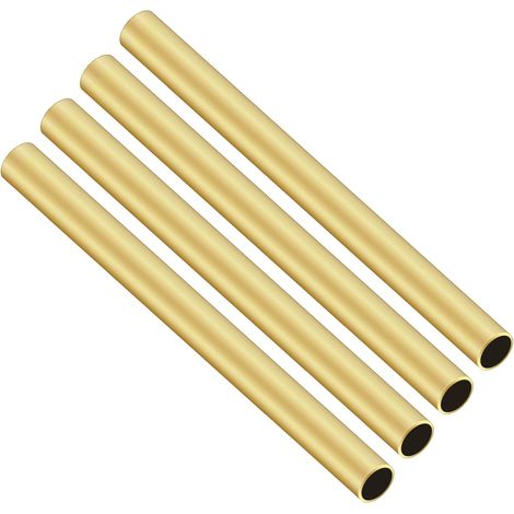 Brass Round Pipe, 8mm Outer Diameter x 0.5mm Wall Thickness 200mm Length Round Straight Brass Pipe Seamless for DIY (Pack of 4) (1/5)