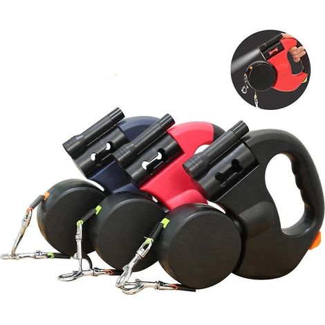 Laisse double pour chien avec double traction automatique pour animaux de compagnie, ceinture pour promener 2 chiens (1/3)