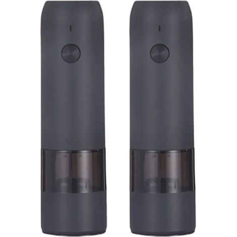 Elektrisches Salz- und Pfeffermühlen-Set – wiederaufladbar über USB, LED-Leuchten, automatisches Pfeffer- und Salzmühlen-Mühlen-Set nachfüllbar (Schwarz) (1/5)