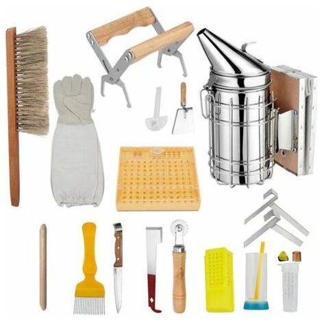 Ensemble d'outils d'apiculture, 15 pièces Kit de démarrage d'apiculteur de luxe costume d'apiculture matériel pour apiculture adapté aux apiculteurs Professionnels et débutants (1/5)