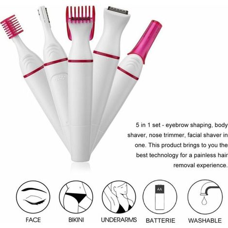 in 1 Multifunktions Achsel Augenbrauen Rasierer Trimmer Frauen Elektrische Haarentfernung Weibliche Formung Rasiermaschine Mini Rasierer (Rosa) (1/4)