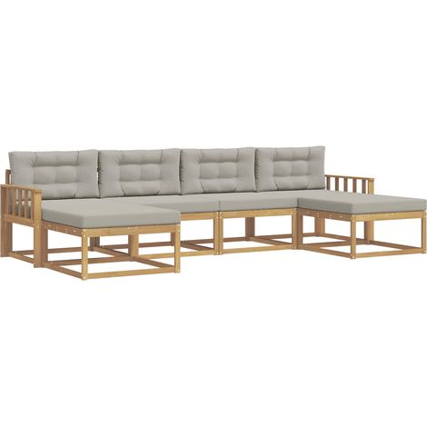 Outdoor Sofa Set with Cushion 6 pcs White and Light Grey vidaXL (1/5)