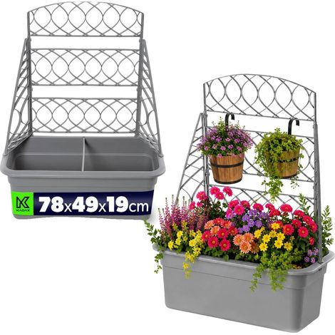 Maceta con soporte para plantas, material resistente, diseño moderno, gris claro. (1/5)
