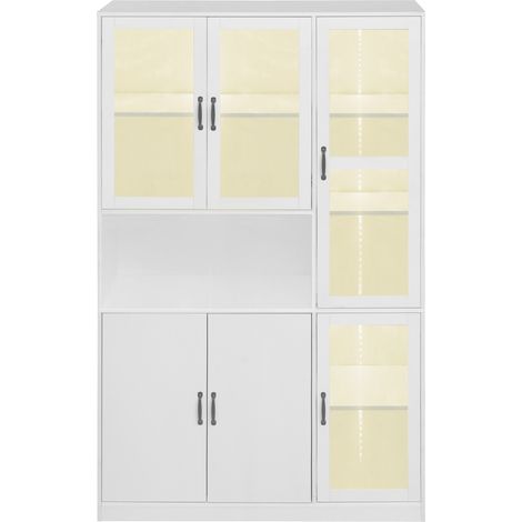 Weiße Vitrine mit LED, 120 x 40 x 200 cm, MDF und gehärtetes Glas (1/5)