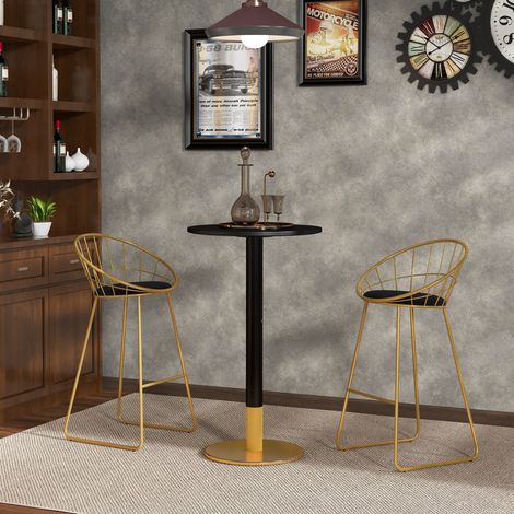 Table ronde bistro en acier noir, style moderne, hauteur 102 cm x diamètre 60 cm, parfaite pour cuisine ou bar. (1/5)