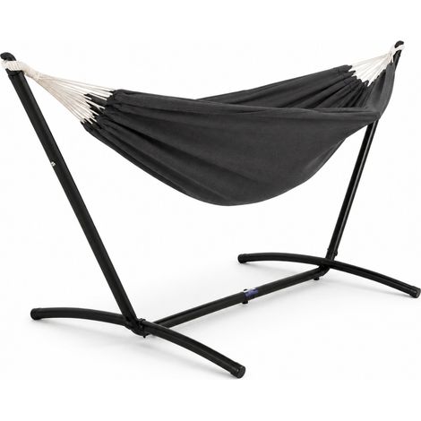 Hängematte mit Gestell Hängeliege Relaxliege Outdoor Indoor 180x140 bis 120Kg Anthrazit
