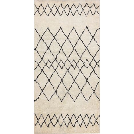 Tappeto pelo lungo 80 x 150 cm beige e nero Havsa