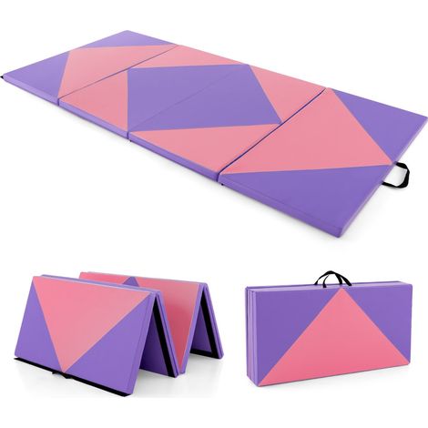 Tappetino da ginnastica pieghevole 240 x 117 x 5 cm comoda superficie imbottita chiusure a strappo similpelle viola 200014230