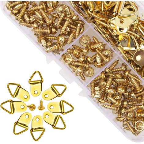 100pcs Or-kit De Support Pour Photo Cadre En Acier Inoxydable Attache Cadre Crochets De Suspension Photo Crochet Miroir Suspendre Assortis Accroc (1/3)