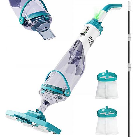 Aspirateur de piscine avec batterie, autonomie jusqu'à 60 minutes, nettoyeur de piscine avec filtre, tige télescopique, aspiration jusqu'à 4200 l/h, Above Ground