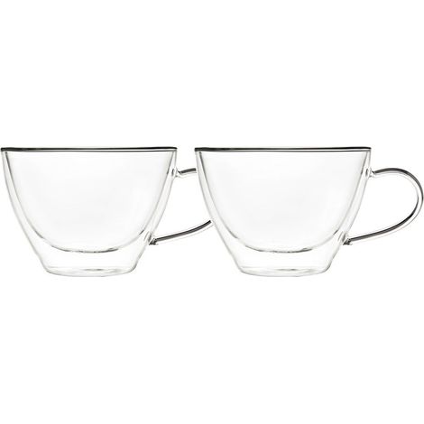 Lot de 2 Tasses Double Paroi en Verre Borosilicate pour Thé et Chocolat Chaud 370 ml - PANGIVO (1/3)