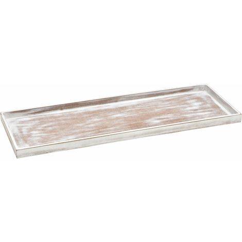 Holz Kerzentablett Shabby Chic - 50 x 17 cm - Vintage Tischdeko eckig - Deko Brett für Weihnachten Gestecke Hochzeit