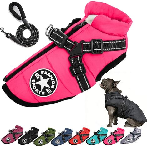 1 Manteau Chien,Imperméable,Veste Polaire,Laisse Intégrée,Hiver (1/5)