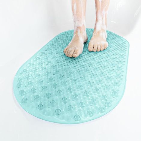 GDHZS-  Tapis de Baignoire Antidérapant Ovale, 68x38CM Tapis de Bain à Bulles, Tapis de Douche en Lavable en Machine & Résistant à la Moisissure, Tapis Antidérapant Baignoire sans BPA, Vert (1/5)