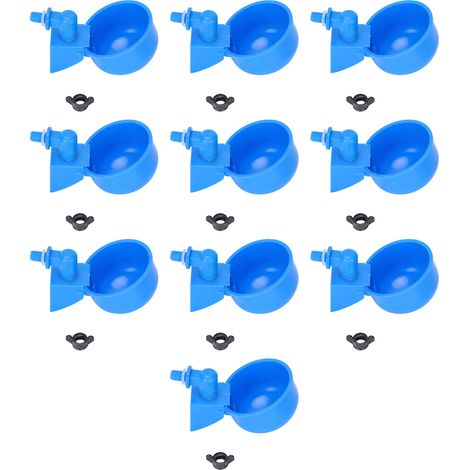 Abreuvoir automatique pour volaille, 10 pièces, gobelets d'arrosage pour poulet, avec noix, pour canards, oies, Pigeons, cailles, bleu (1/5)
