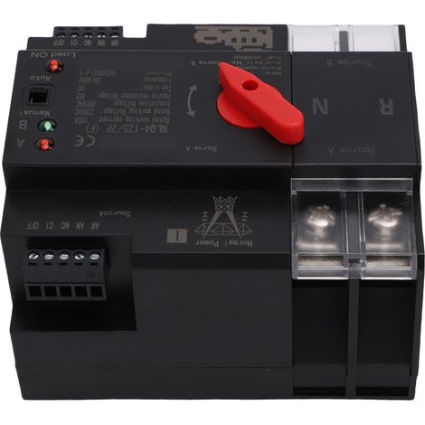 Commutateur de transfert automatique double alimentation 2P 100A, montage sur rail 35 mm, sélecteur manuel double alimentation pour usage domestique, commercial ou usine (1/5)