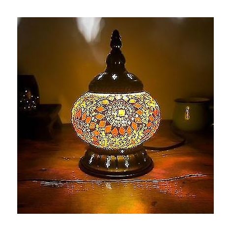 Lampe de table turque en mosaïque, style Art Déco vintage, fabriquée à la main, en verre, style romantique. (1/3)