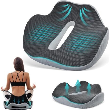 1 Coussin Coccyx Mousse Mémoire Forme Ergonomique Antidérapant Poignée Pour Bureau Voiture Canapé Soulagement Douleur (1/5)