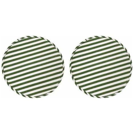 ALLIANDISTabouret Rond Coussins de Chaise pour Cuisine Salle à Manger Coussins de Siège avec Attaches Lot de 2 Coussins Antidérapants pour Tabouret Haut Chaises Bistro Bar Siège 13 Pouces, Rayure Vert (1/5)