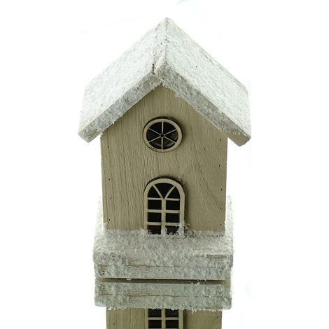 Freese – Maison miniature nature trends en bois flotté – Naturel et blanc, L 9 x P 7 x H 15,5 cm