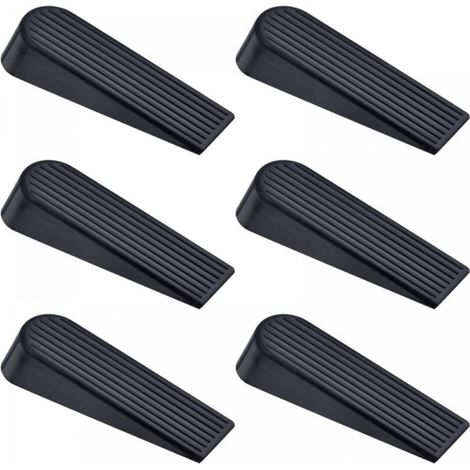 Lot de 6 cales d'arrêt de porte en caoutchouc noir pour la maison et le bureau (1/5)