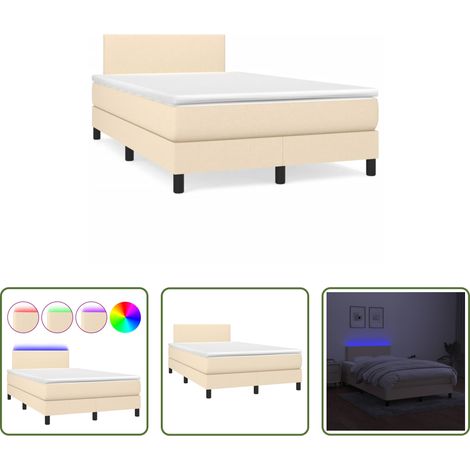 Matelas LED - Sommier à lattes de lit matelas et LED crème 120x190 cm tissu (1/5)