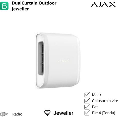 39055 - Jeweller - DualCurtain Outdoor - Detector de movimiento de cortina inalámbrico de doble haz para exterior con antienmascaramiento e inmunidad a las mascotas - color white - Ajax seguridad inal