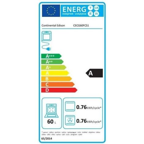 Continental Edison – Cuisinière gaz 4 feux CECG60FCS1 – Four électrique chaleur tournante 60L – Nettoyage catalyse – L59,8 x P61 x H83cm – Silver
