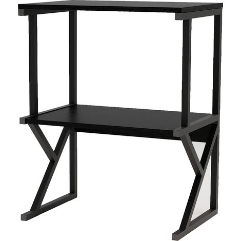 Scaffale da Scrivania Multiuso 3 Ripiani 54x37x69 cm per Stampante Ufficio in MDF Nero