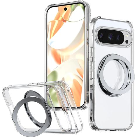(Transparent, Google Pixel 10 Pro) Étui de protection blindé ultra-résistant avec anneau de maintien magnétique en métal. (1/5)