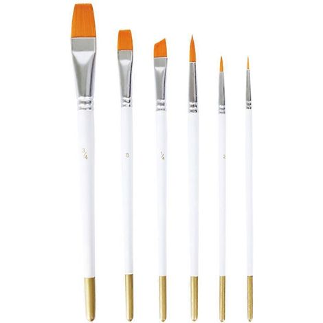 Lot de 6 pinceaux pour enfants, pinceaux multifonctions pour la peinture à l'huile-21.3X2.3X1.7CM-White