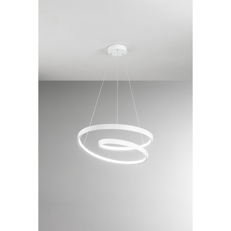 Suspension Led 55W Circulaire Dimmable Cct, Structure Métal Blanc Mat, Hauteur Réglable, Design Minimaliste - Perenz Luminaire Contemporain (1/2)