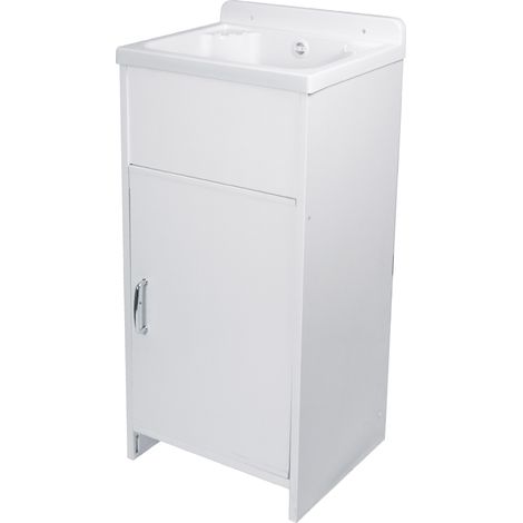 Mobile Lavatoio in PVC 42x35x82 cm 1 Anta Clear Bianco (1/5)