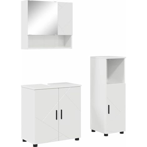 Maison Exclusive - Badezimmermöbel-Set 3 pcs Hochglanz Weiß Holzw