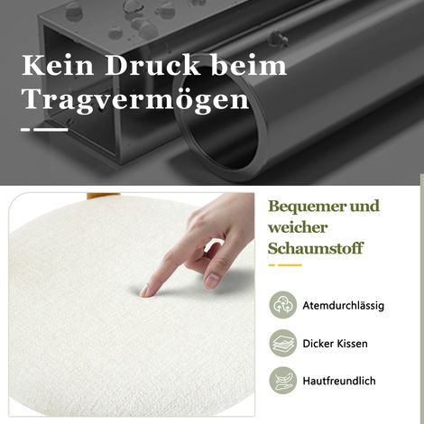 Set de 2 chaises blanches rembourrées en tissu bouclé respirant, dossier ergonomique, pieds stables avec patins antidérapants, hauteur env. 79 cm, chaises seules sans table (1/5)