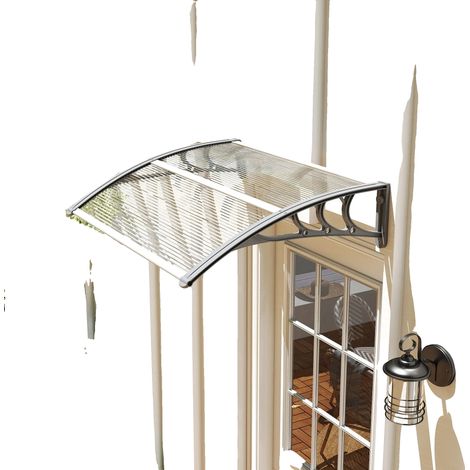 Toldo, material de policarbonato, fácil instalación, transparente, 100 x 75 x 23 cm (1/5)