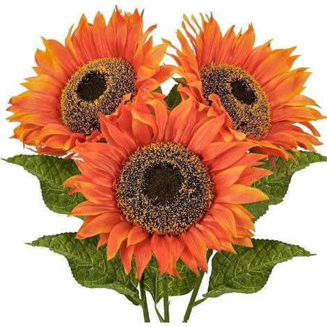 Künstliche Sonnenblumen 81cm groß Deko Blume Orange 3er Set (1/5)