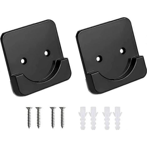 Support de fixation adhésif pour tringle à rideau de douche, sans perçage, crochet de type tringle, fixation murale adhésive pour tringle à rideau de douche (paquet de 4, noir) (1/4)