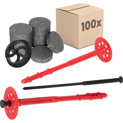 Protektor Chevilles pour isolation Optimisé - Set Ø10x240mm clou plastique (100 pcs + 200 ronds +1 fraise)