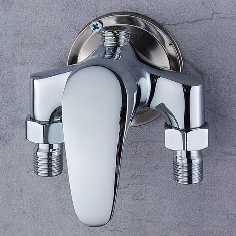 Ensemble de robinetterie mitigeuse de douche, robinet de salle de bain, mitigeur eau chaude/eau froide en laiton apparent pour chauffe-eau solaire G1/2 (1/5)