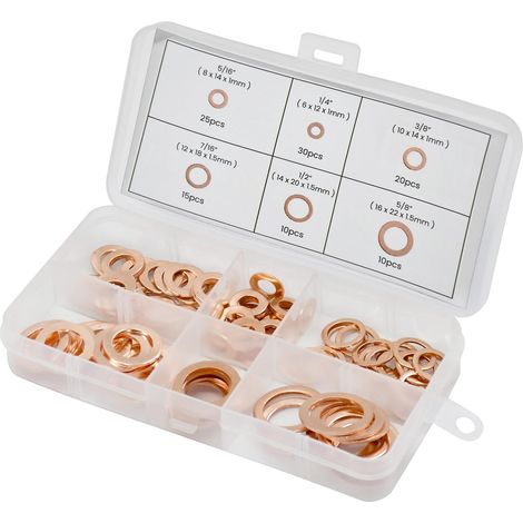 Dapetz ® Imperial Washer Set Assorted Sizes 6 Different Sizes in Clear Storage Box Perfect for Electrical Connections Plumbing and DIY Projects 110 PCS (1/5)