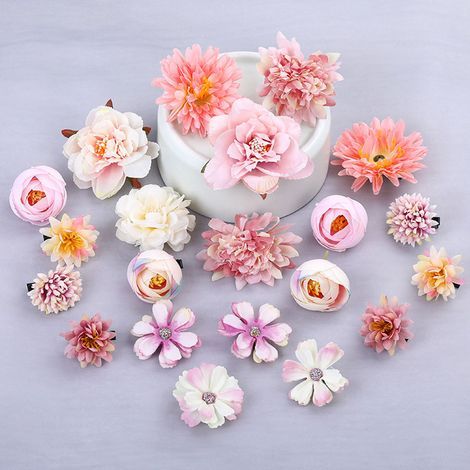 Hair Clip - Artificial Flower - Fabric - 21 Pieces - for Wedding Bridal Prom Party Hair Styling - Women and Kids (1/4)