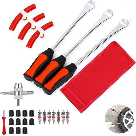 DéMonte Pneus Moto Manuels, 3 Levier VéLo de 11,5 Pouces, Outil de Montage de Pneus avec 3 Protections de Jantes, pour Moto, VéLo, Auto, Voiture, Scooter, Trottinette éLectrique (1/5)