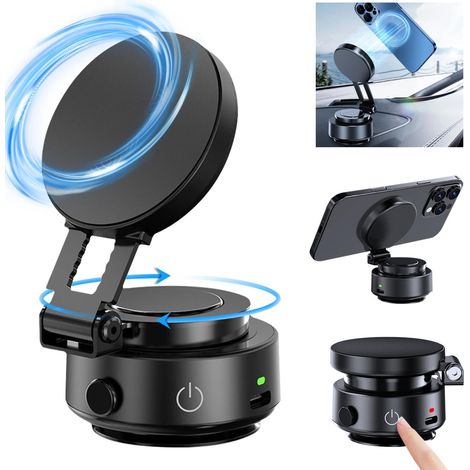 Support Téléphone Voiture Magnétique Ventouse,Porte Telephone Voiture Réglable à 360° & Pliable pour iPhone 16 15 14 13 12 ,sur Miroir/Verre/Gym (1/5)