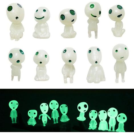 Ensemble de 10 accessoires pour jardin féerique, figurines lumineuses de fées des arbres, statues lumineuses d'esprits de la forêt de Princesse Mononoké (1/5)