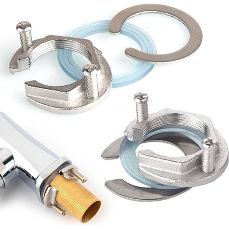 Lot de 2 Connecteur Type écrou à Un Trou 31 mm,Kit D'écrous de Fixation de Robinet en Acier Inoxydable Kit de écrous fixation rechange Pour Empêcher (1/5)