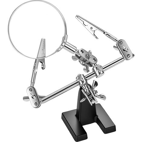Kit de Troisieme Main Soudure et Loupe Soudure, Support Fer a Souder avec Pince Modelisme, Loupe de Travail Réglable x5 pour Soudures, Bricolage et Inspection de micro-objets